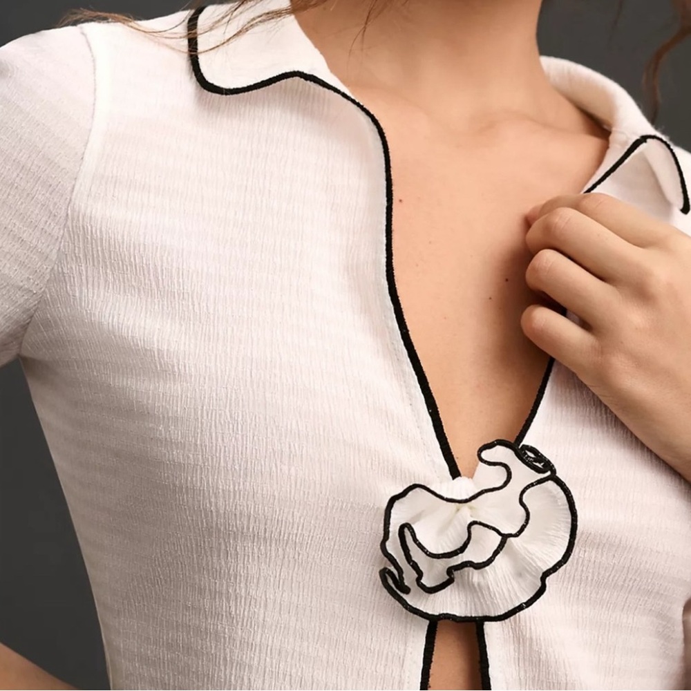 Maeve Rosette Collared Open-Front Top Size Xs - image 5